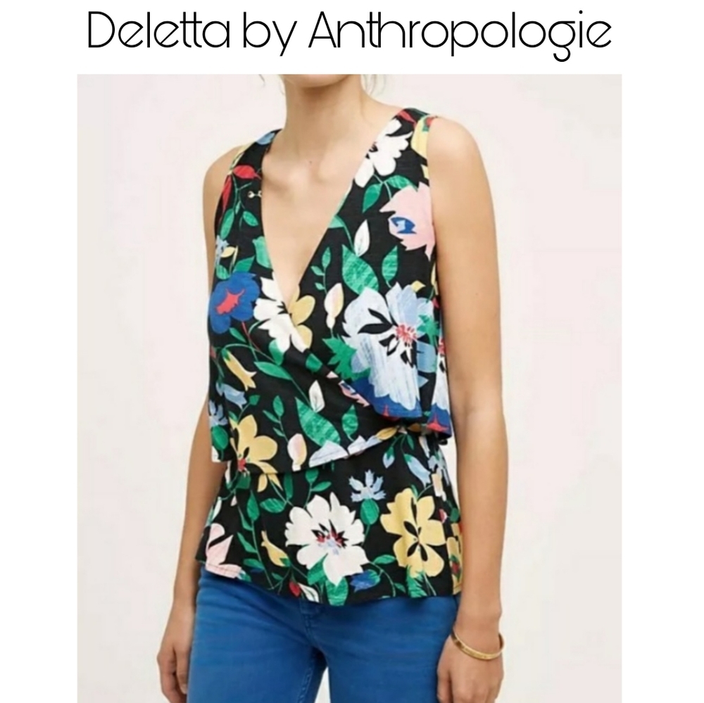 Deletta by Anthropologie Floral Sleeveless Top